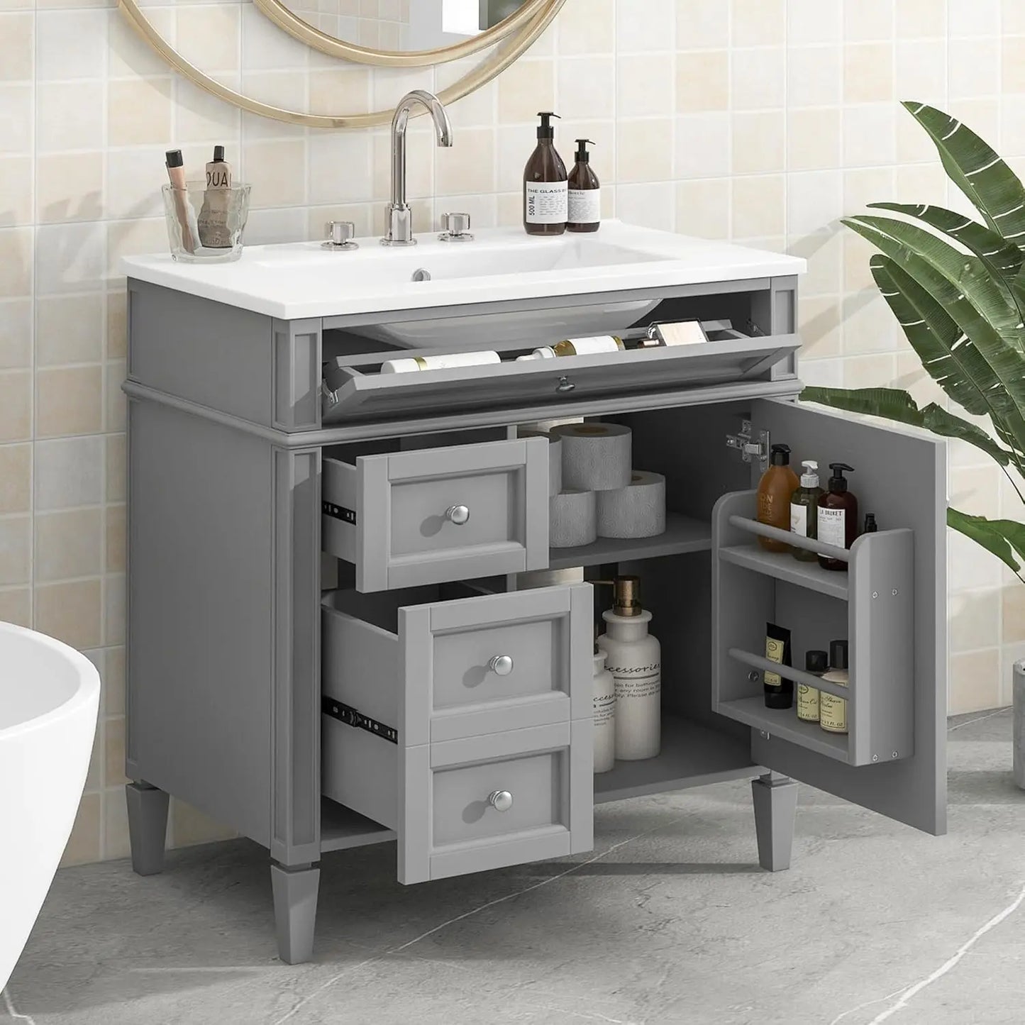 30" Modern Freestanding Storage Cabinet