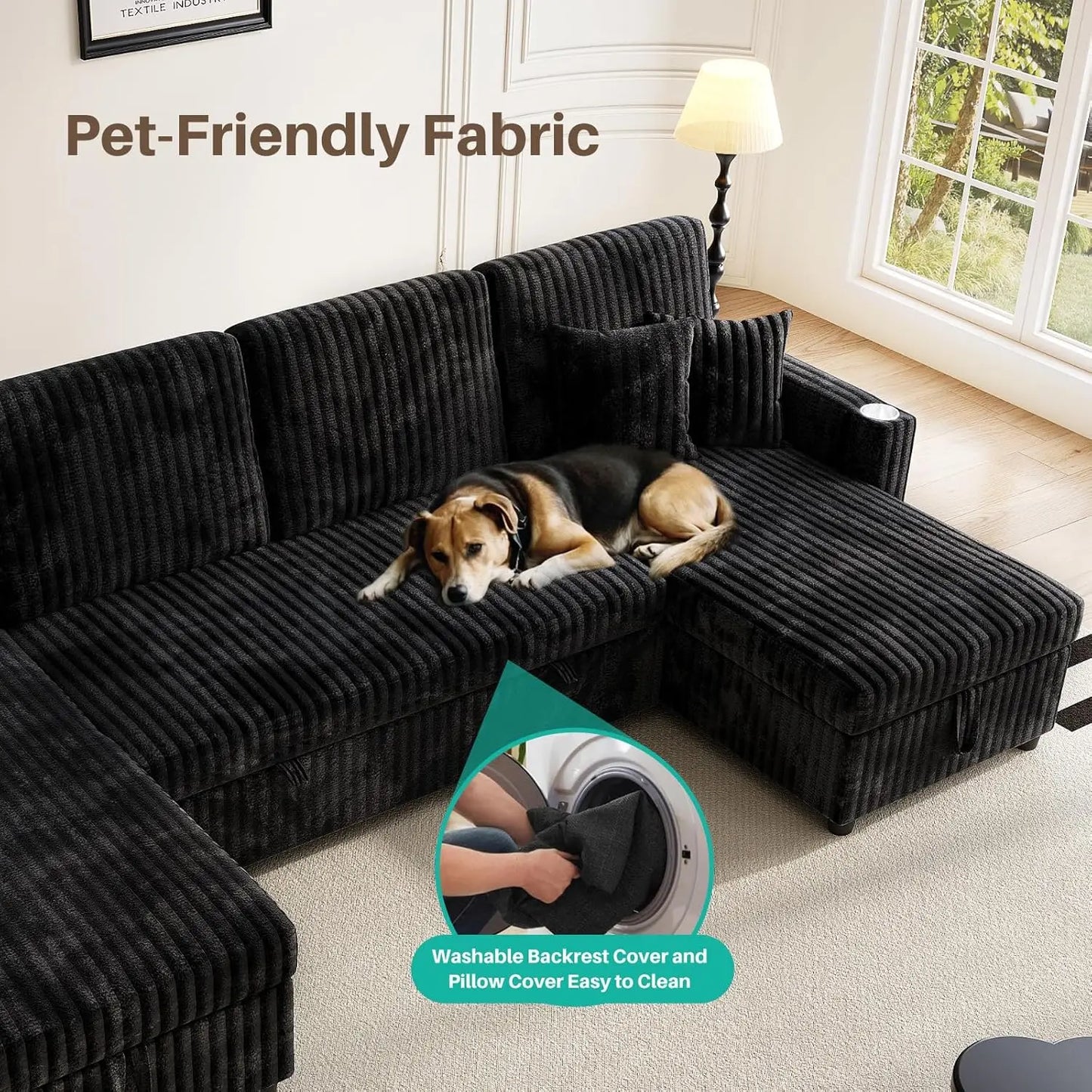 U Shaped Sleeper Sectional Sofa Pull Out Bed