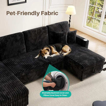 U Shaped Sleeper Sectional Sofa Pull Out Bed