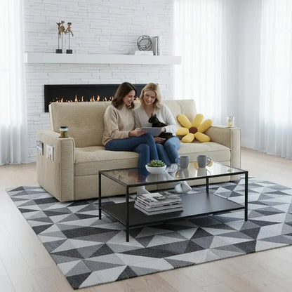 Loveseat Sleeper Sofa with Pull Out Bed, with Pockets and USB