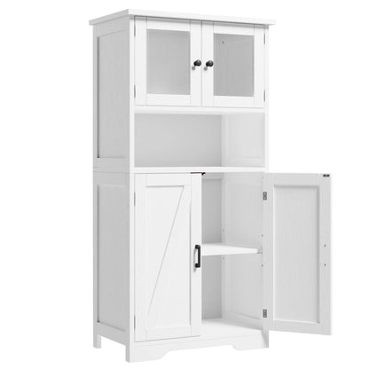 Free Standing Kitchen Pantry Cupboard with 4 Doors and Open Space