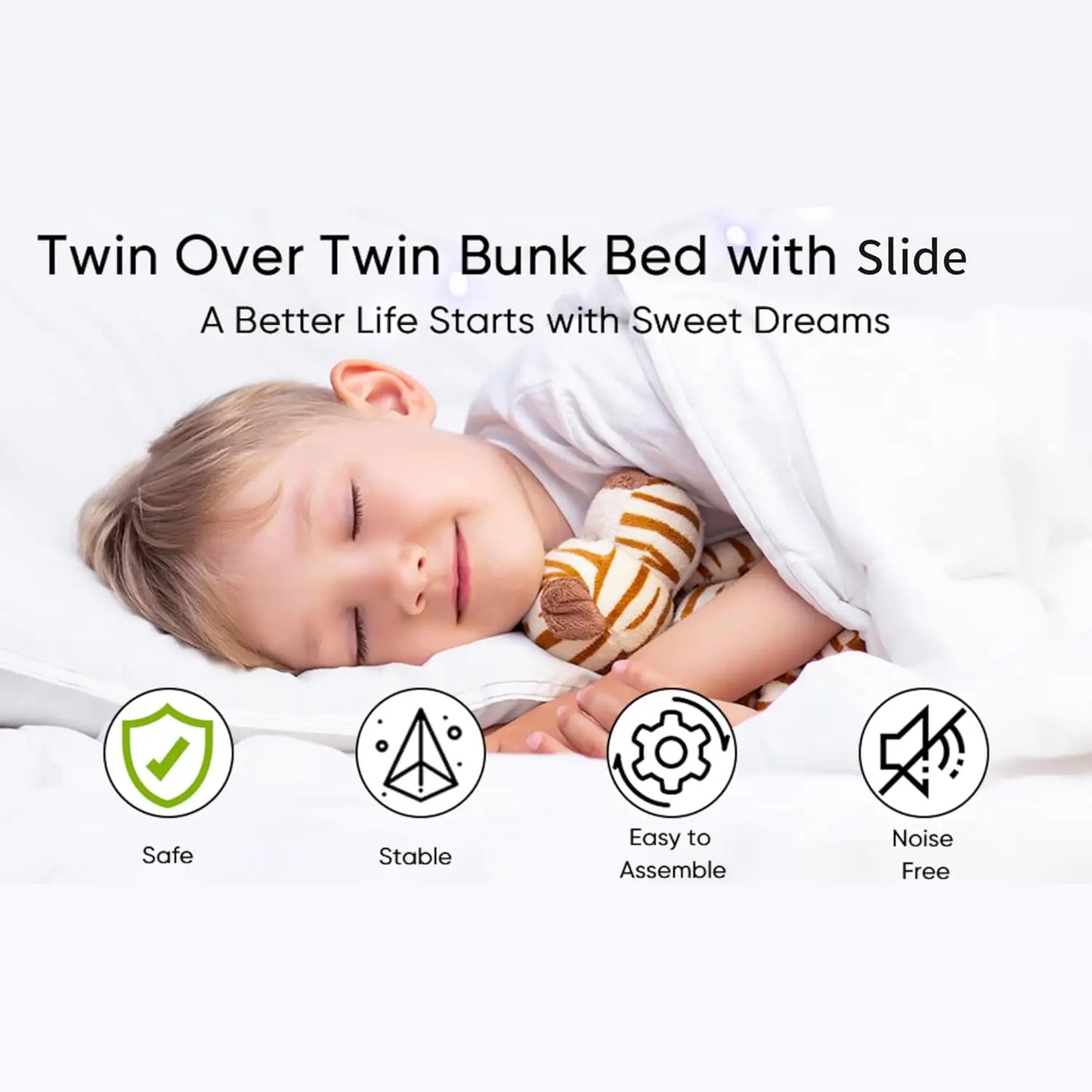 Twin Over Twin Bunk Bed with Slide