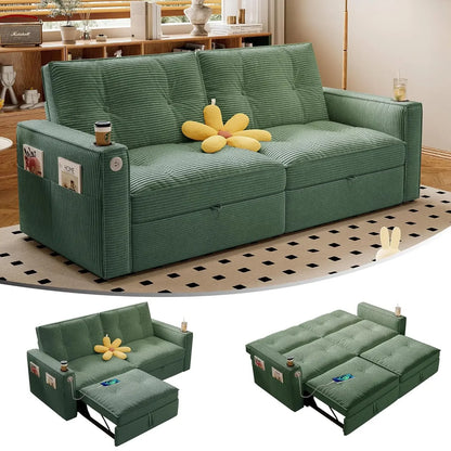 Loveseat Sleeper Sofa with Pull Out Bed, with Pockets and USB