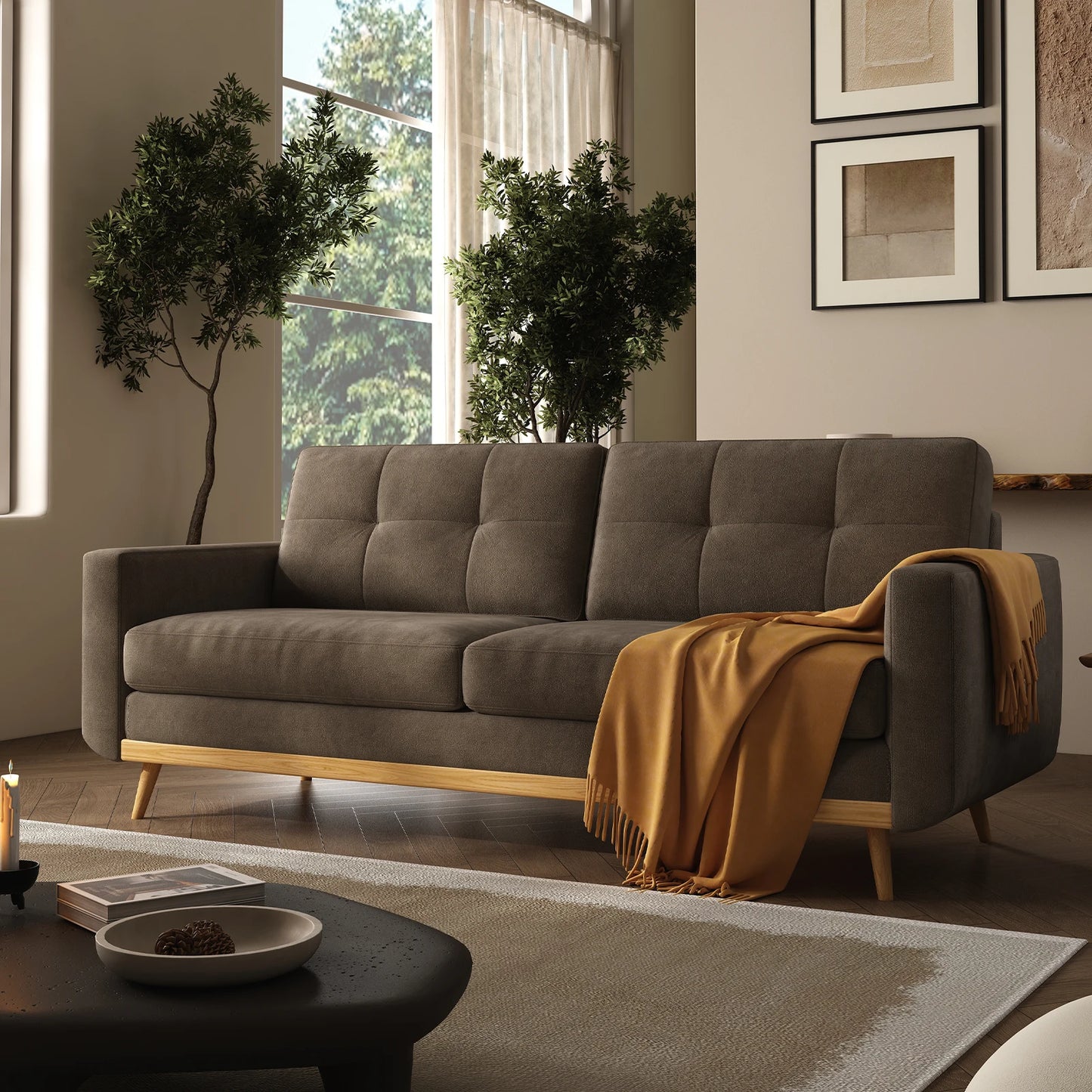 Mid-Century Modern Loveseat Sofa