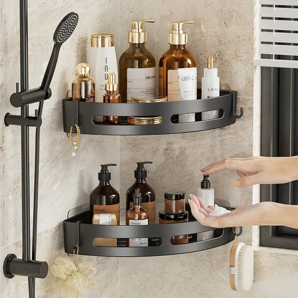 Adhesive Bathroom Shelf Shower Caddy No-Drill Corner Towel Holder Floating Storage Organizer (1/2/3 Pack)