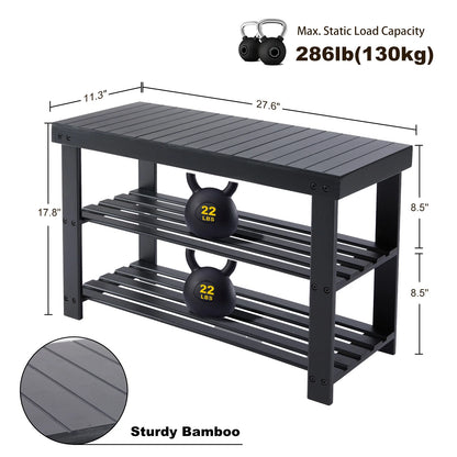 3-Tier Bamboo Entryway Benches Shoe Organizer