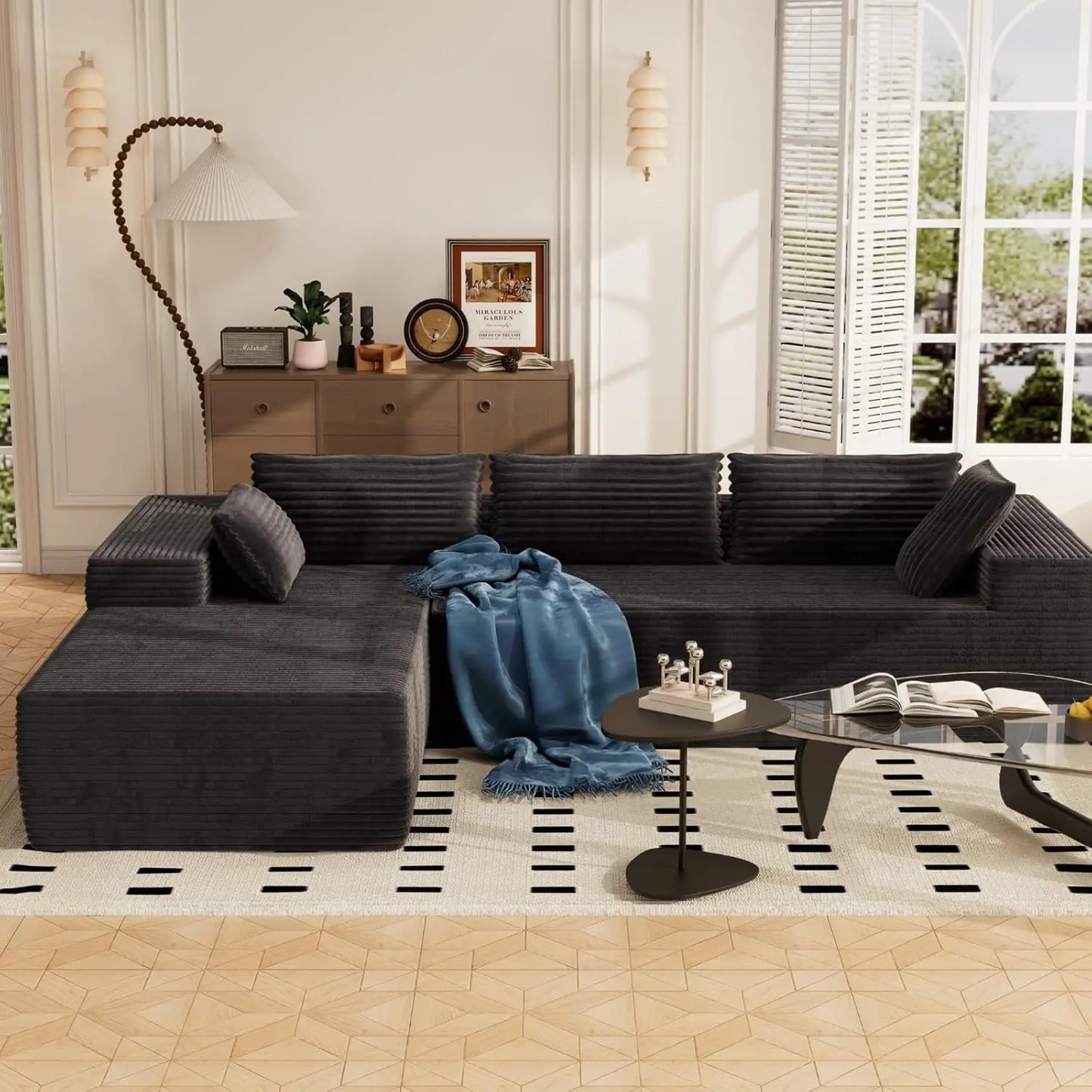 L Shape Modular Deep Seat Sectional Sofa