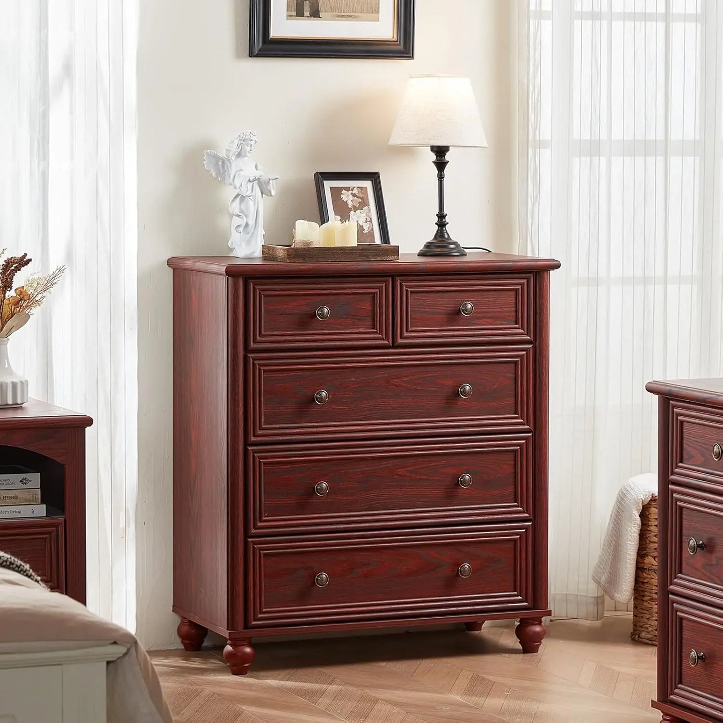 Blue Rustic Chest of 5 Drawers