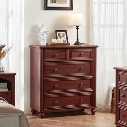 Blue Rustic Chest of 5 Drawers