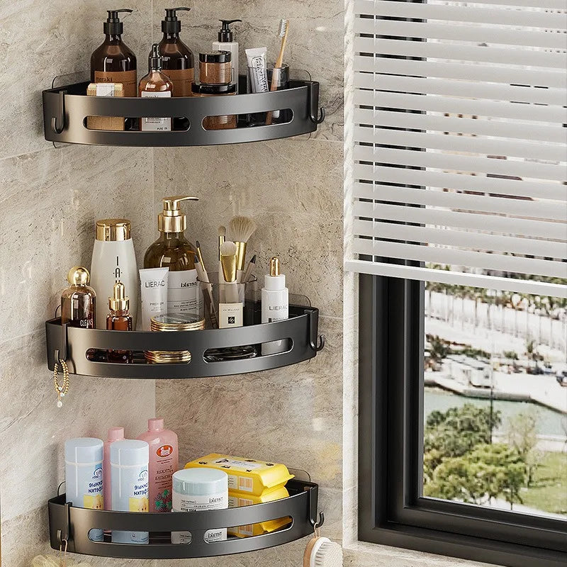 Adhesive Bathroom Shelf Shower Caddy No-Drill Corner Towel Holder Floating Storage Organizer (1/2/3 Pack)