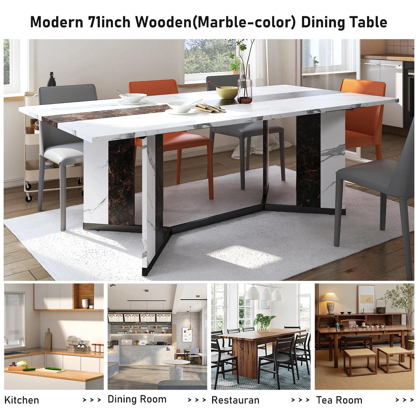 Large Rectangular White Dining Table