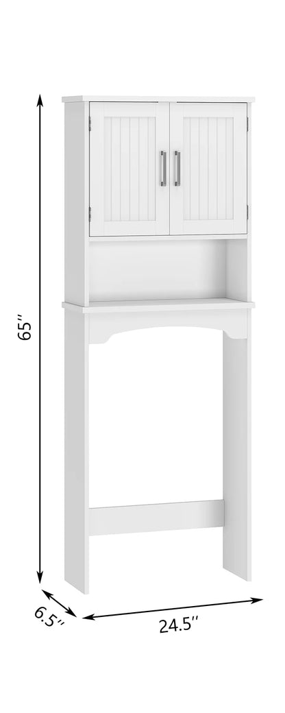 Over The Toilet Storage Cabinet with Double Doors and Anti-Tip Device