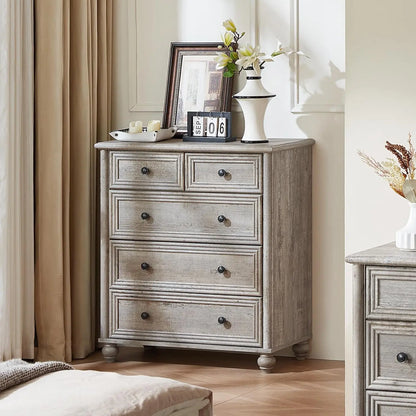 Blue Rustic Chest of 5 Drawers