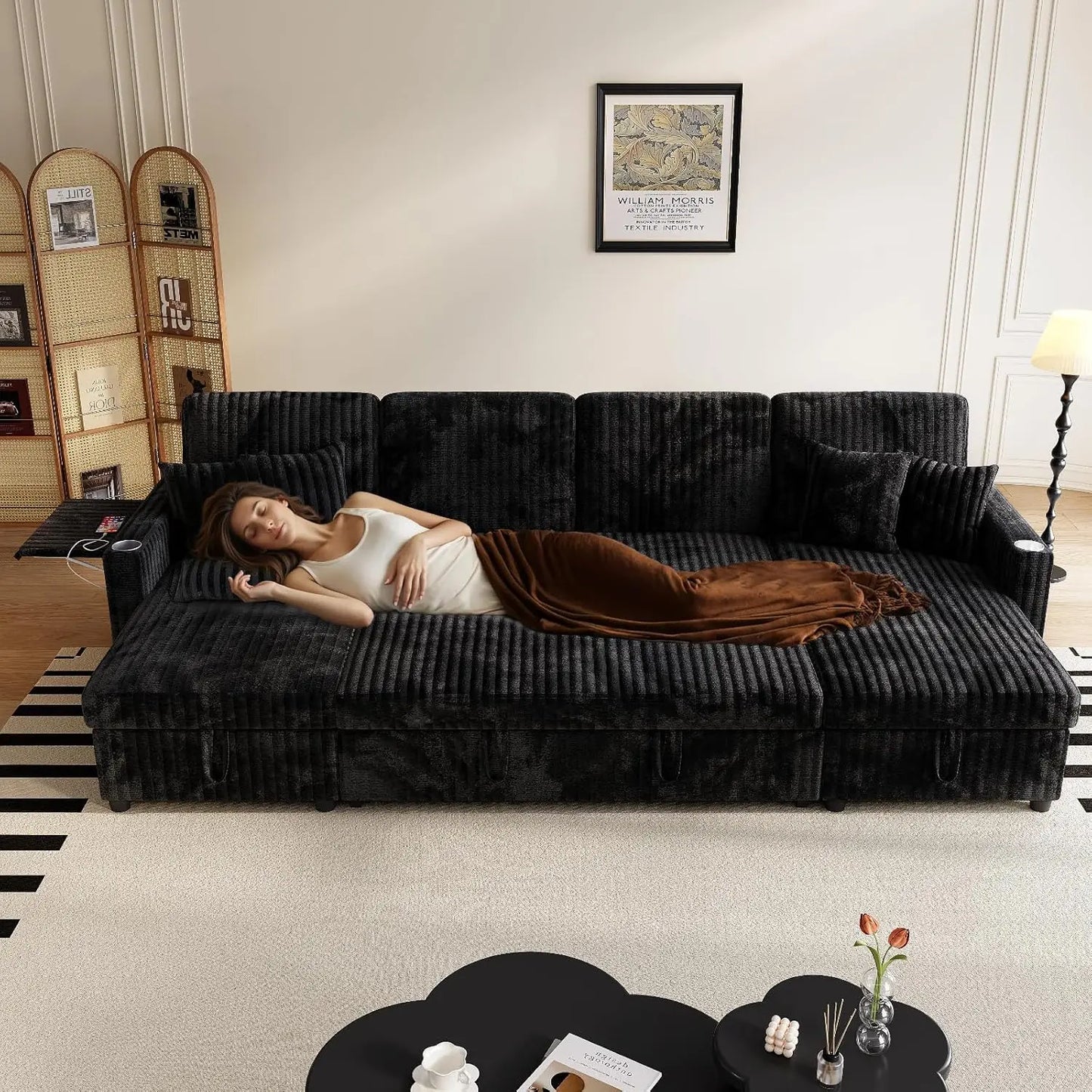 U Shaped Sleeper Sectional Sofa Pull Out Bed