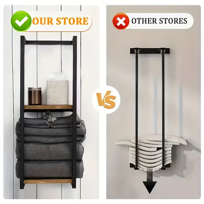 2-Layer Carbon Steel Wall-Mounted Towel Rack