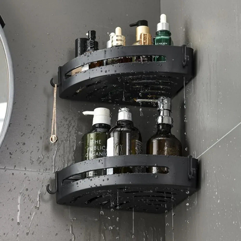 Adhesive Bathroom Shelf Shower Caddy No-Drill Corner Towel Holder Floating Storage Organizer (1/2/3 Pack)