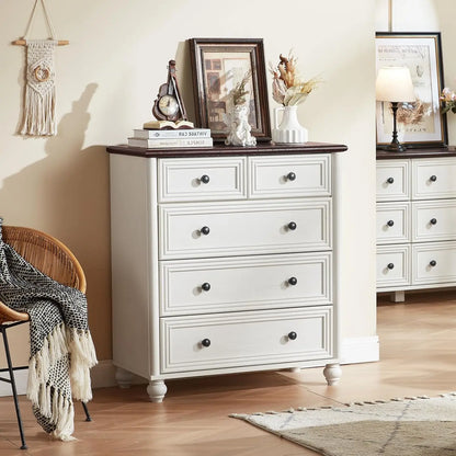 Blue Rustic Chest of 5 Drawers