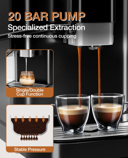 Fully Automatic Espresso Machine With Grinder and Milk Frother