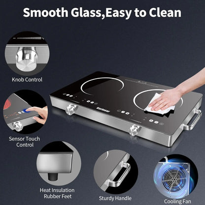 Karinear Ceramic Hob 2 Zones with Safety Lock