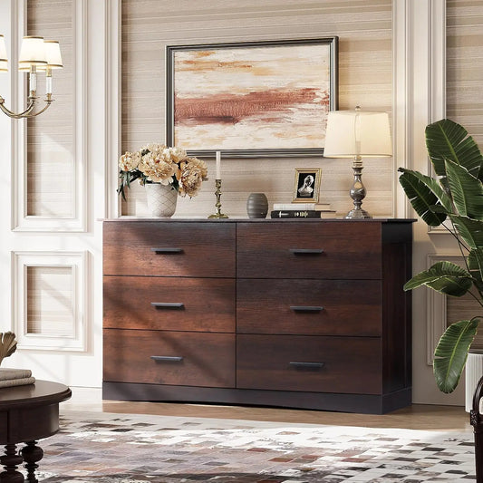 Wide Chest of Drawers with 6 Drawers