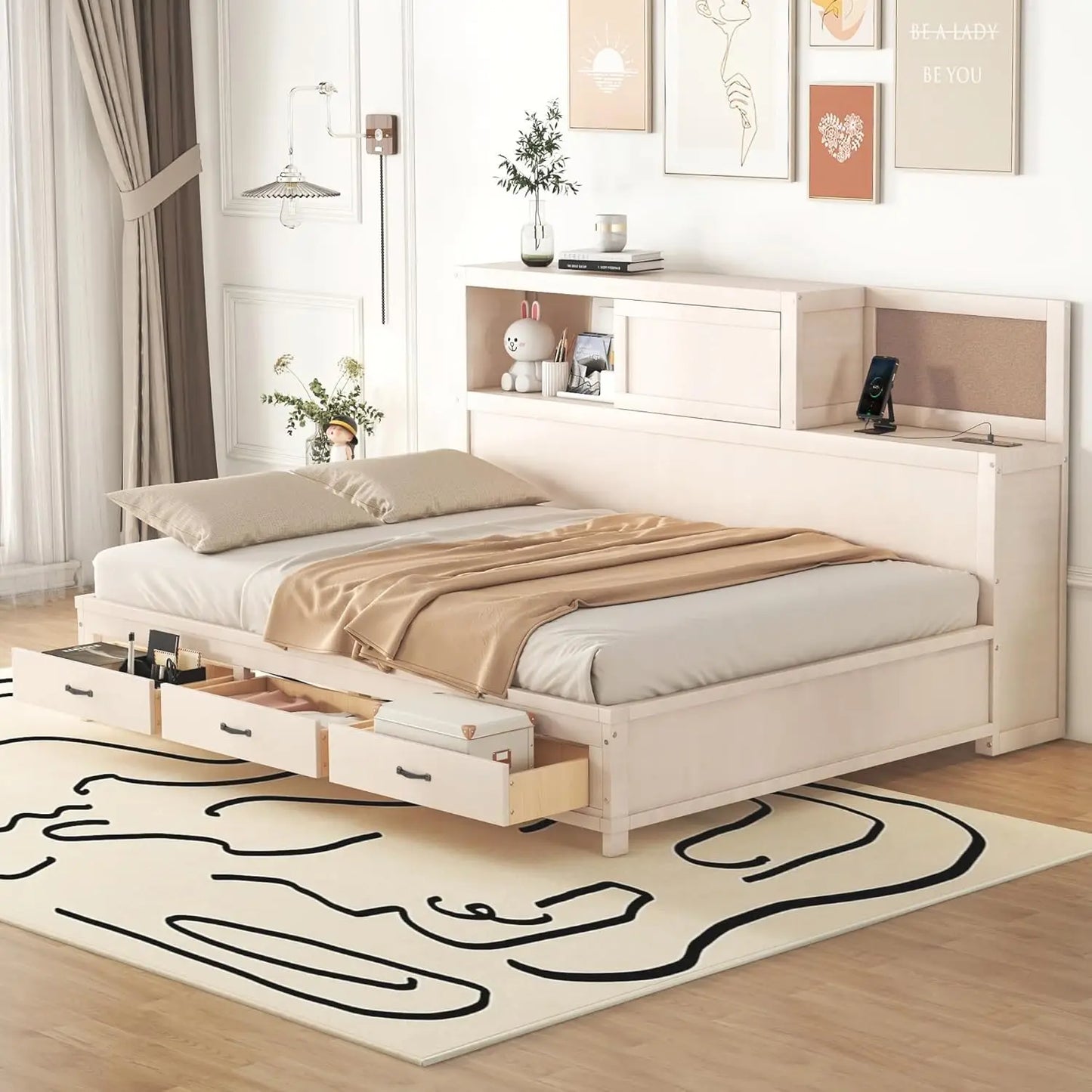 Full Size Daybed with USB Ports and Sockets