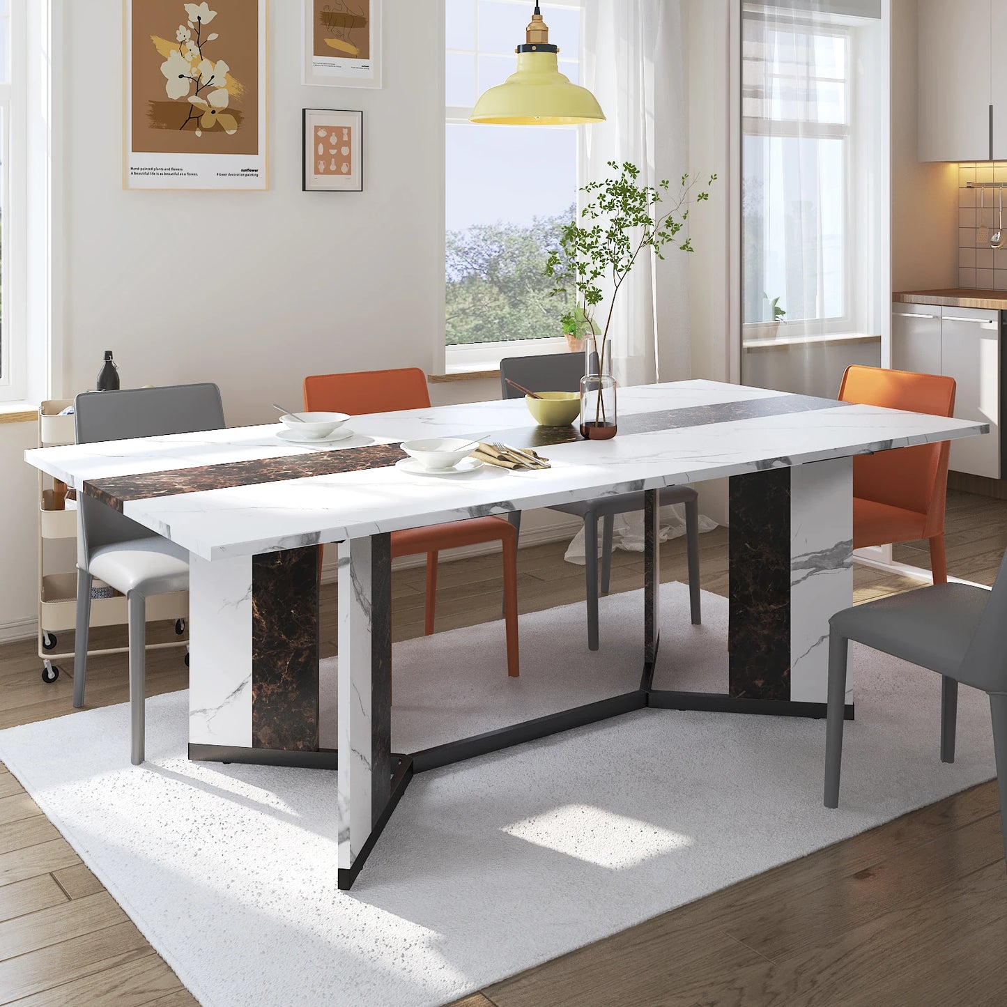 Large Rectangular White Dining Table
