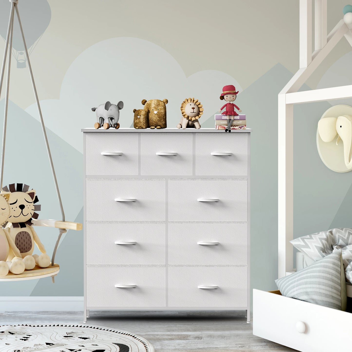 Dresser For Bedroom With 9 Fabric Storage Drawers
