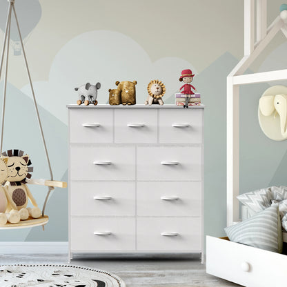 Dresser For Bedroom With 9 Fabric Storage Drawers