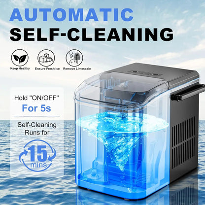 Portable Ice Maker Machine, Auto-Clean with Basket & Scoop