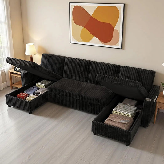U Shaped Sleeper Sectional Sofa Pull Out Bed