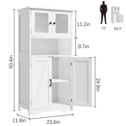 Free Standing Kitchen Pantry Cupboard with 4 Doors and Open Space