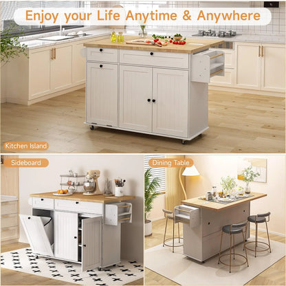 Mobile Kitchen Islands Rolling Trolleys with Spice Rack