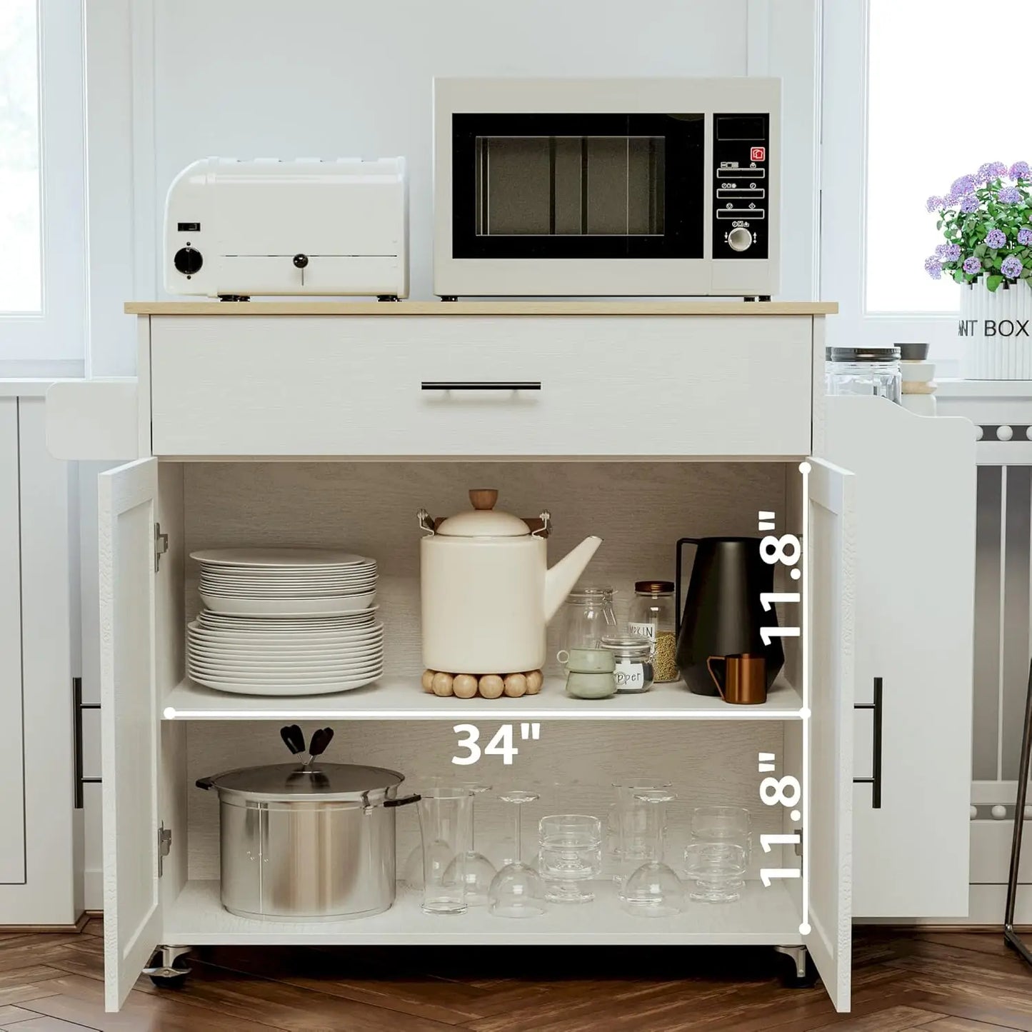 Rolling Kitchen Island with Storage with Drop Leaf