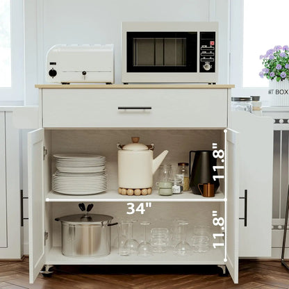 Rolling Kitchen Island with Storage with Drop Leaf