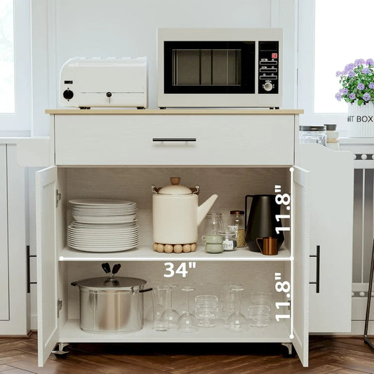Rolling Kitchen Island with Storage with Drop Leaf