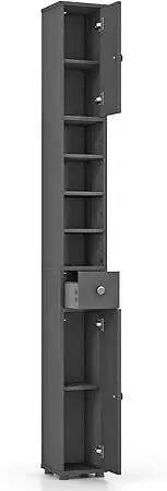 71” Tall Narrow Floor Cabinet Cupboard with 2 Doors