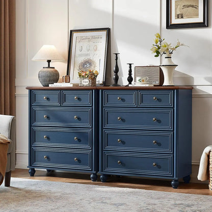 Blue Rustic Chest of 5 Drawers