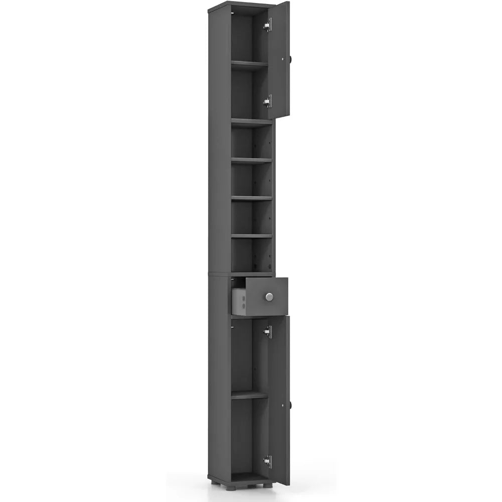 71” Tall Narrow Floor Cabinet Cupboard with 2 Doors