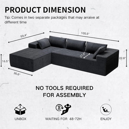L Shape Modular Deep Seat Sectional Sofa