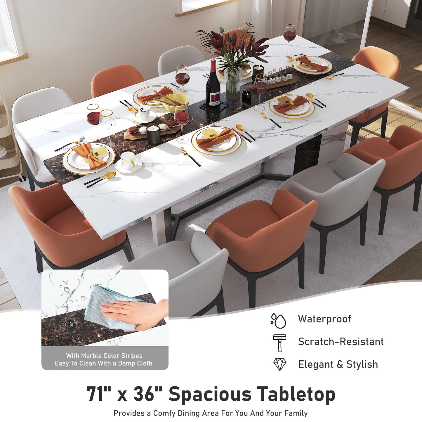 Large Rectangular White Dining Table