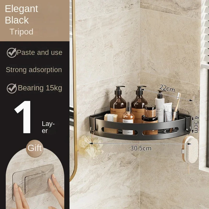 Adhesive Bathroom Shelf Shower Caddy No-Drill Corner Towel Holder Floating Storage Organizer (1/2/3 Pack)