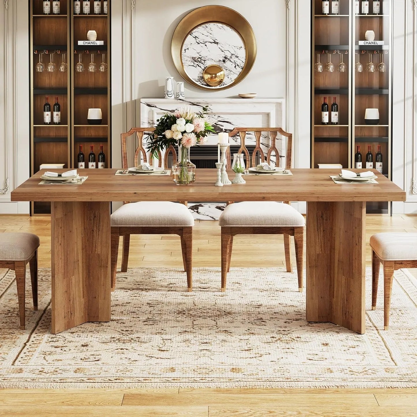 Farmhouse Kitchen Table with Large Tabletop