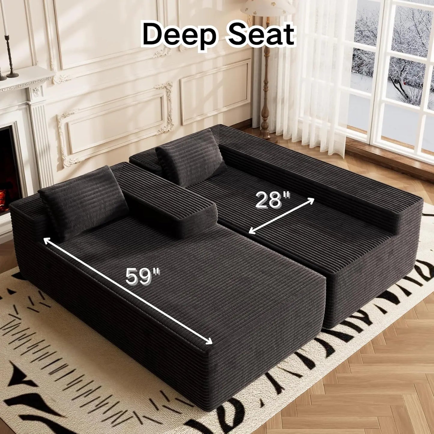 L Shape Modular Deep Seat Sectional Sofa