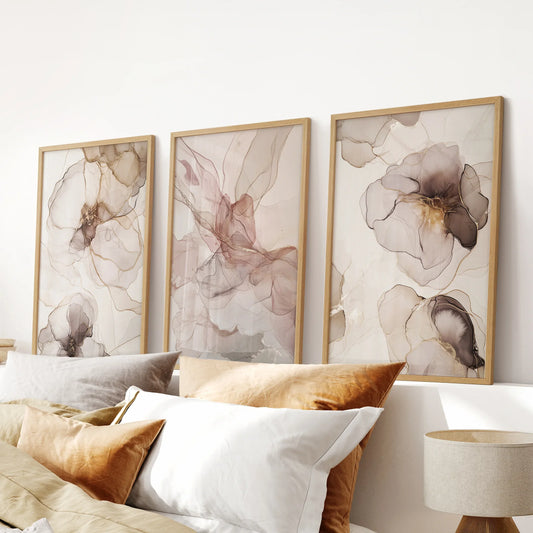 Neutral Abstract Watercolor 3 Piece Wall Art