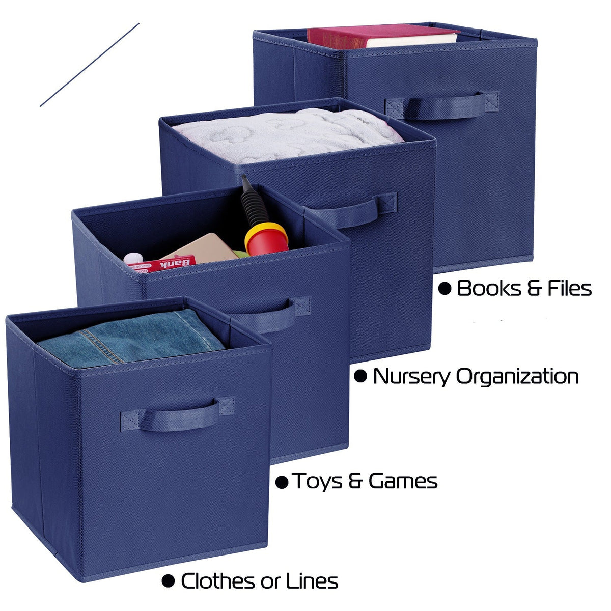 iMounTEK 4 Pack Foldable Storage Cube Bins Cloths Closet Space Organizer Basket Shelves Box for Clothes Toys Books Cabinet