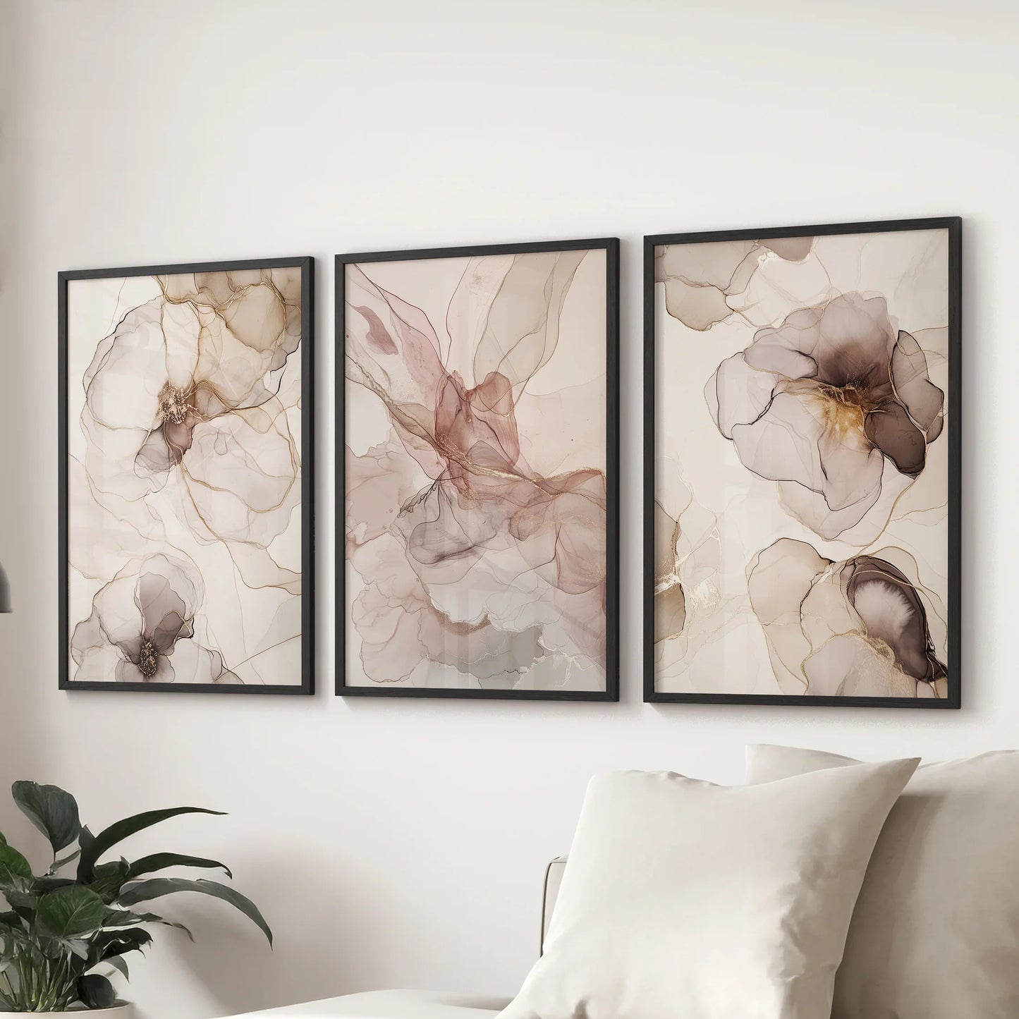 Neutral Abstract Watercolor 3 Piece Wall Art