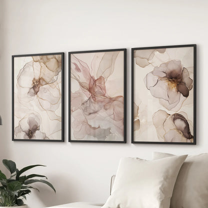 Neutral Abstract Watercolor 3 Piece Wall Art