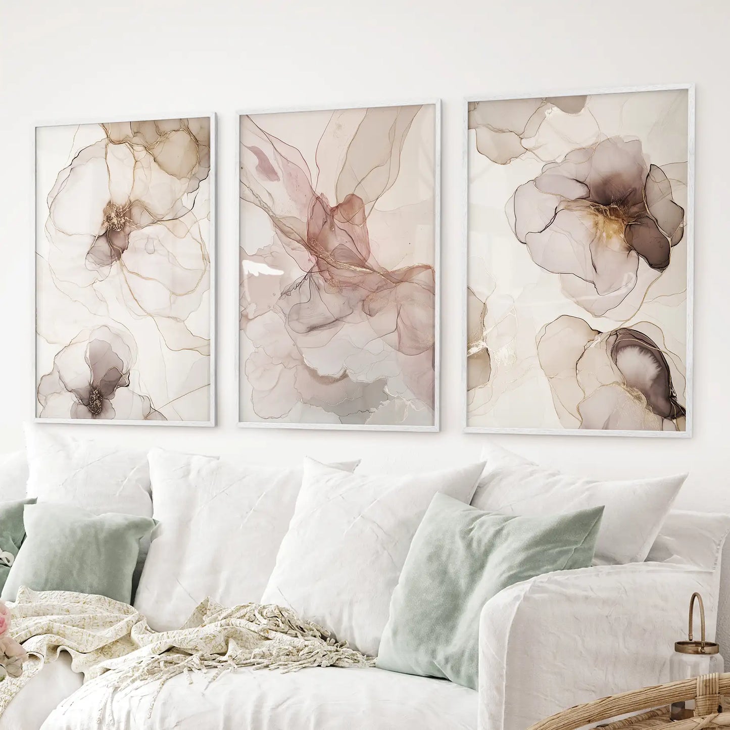 Neutral Abstract Watercolor 3 Piece Wall Art