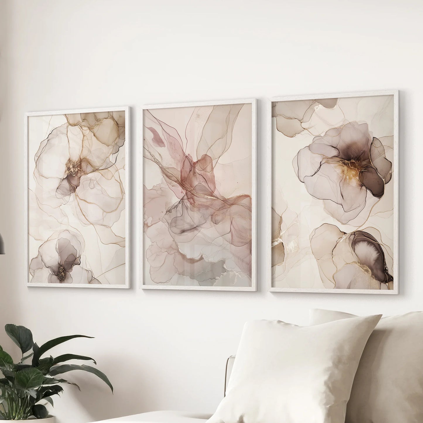Neutral Abstract Watercolor 3 Piece Wall Art