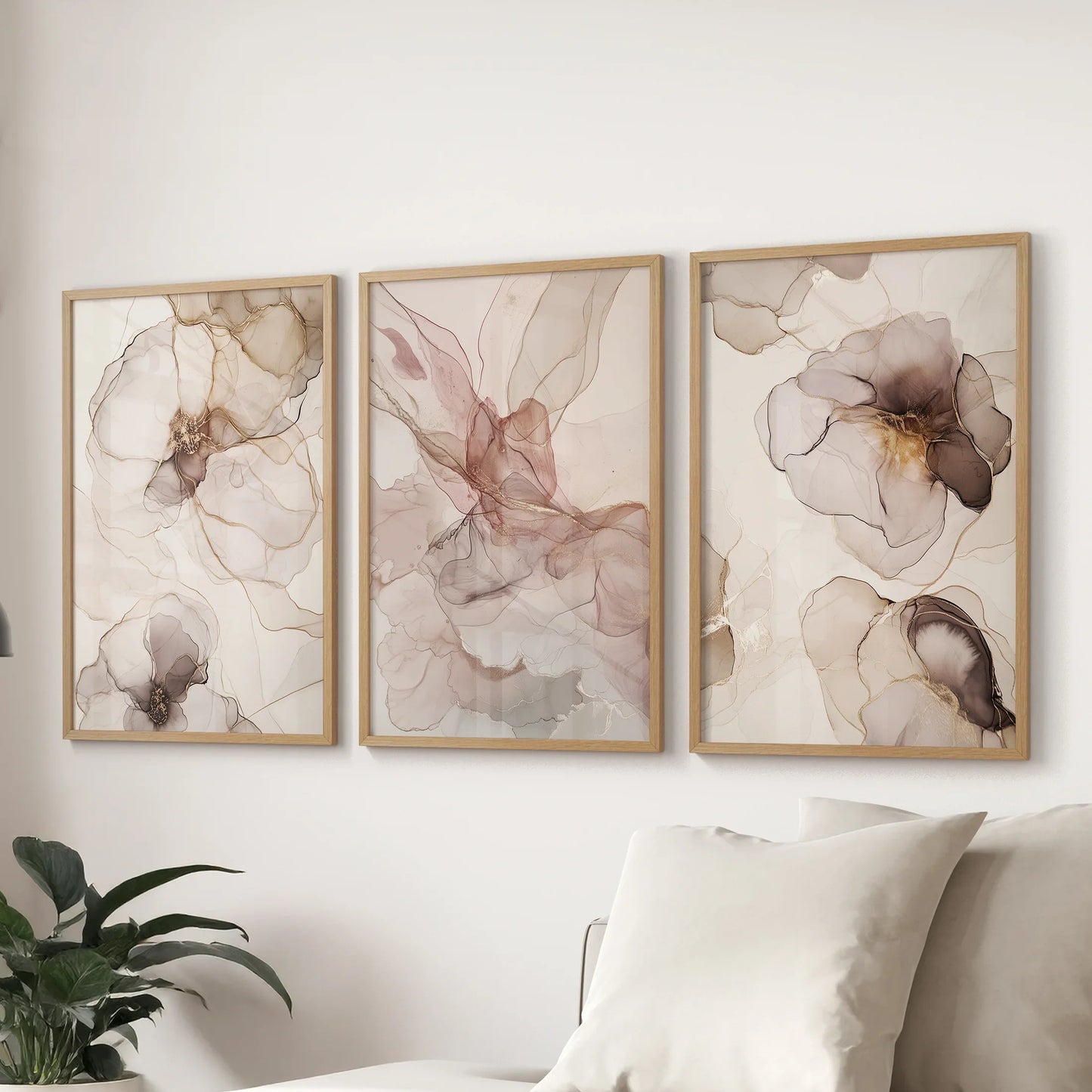 Neutral Abstract Watercolor 3 Piece Wall Art